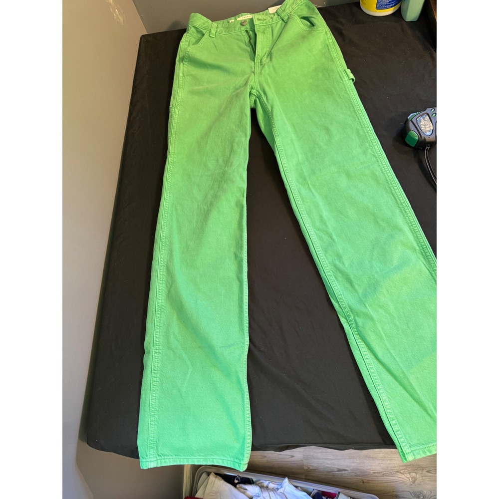 PacSun 90's BF Carpenter Green High Waisted Relaxed Straight Leg Pants 25 NEW
